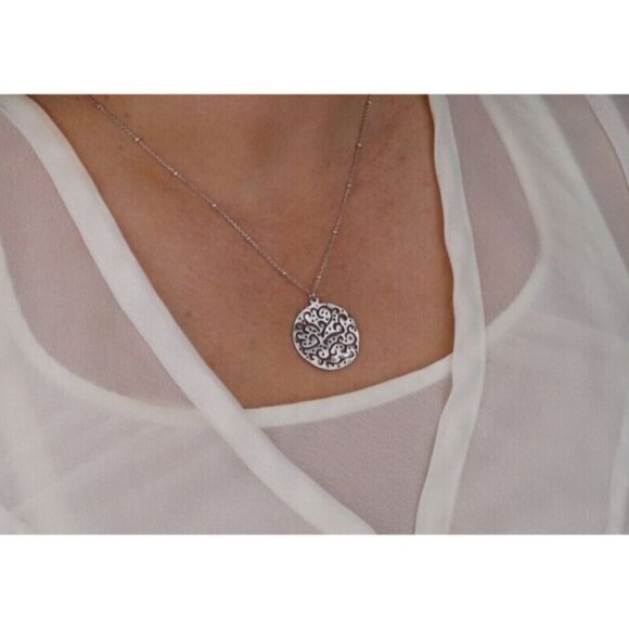 Sterling Silver Filigree Cut Above Circle Necklace 18" Chain  Silpada - Picture 2 of 8